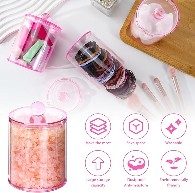 2 Pack Qtip Holder, Canister Apothecary Jar Set, Bathroom Jars - Image 3