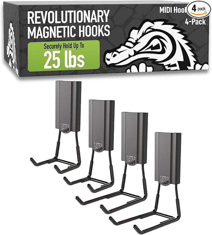 GATOR MAGNETICS MIDI 2.5 & 4" Open Hooks, 25 lb Heavy Duty Magnetic Hooks by GatorMagnetics