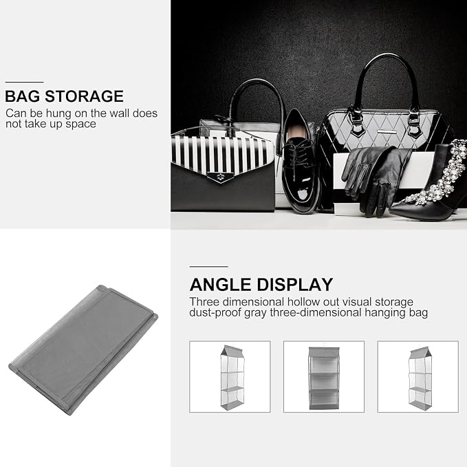 Gray Hanging Organizer Bag Dustproof Storage Hanging Container - Image 6