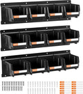 VEVOR Wall Mounted Storage Bins, 12 Plastic Bins & 3 Metal Rails, Plastic by VEVOR