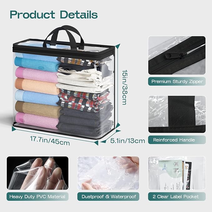 Hopack Under Bed Storage Bags Organizer, 22L Clear Storage Bags, Bags Organizer - Image 2