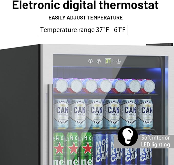 Beverage Refrigerator Cooler, 145 Can Mini Fridge Glass Door - Image 5