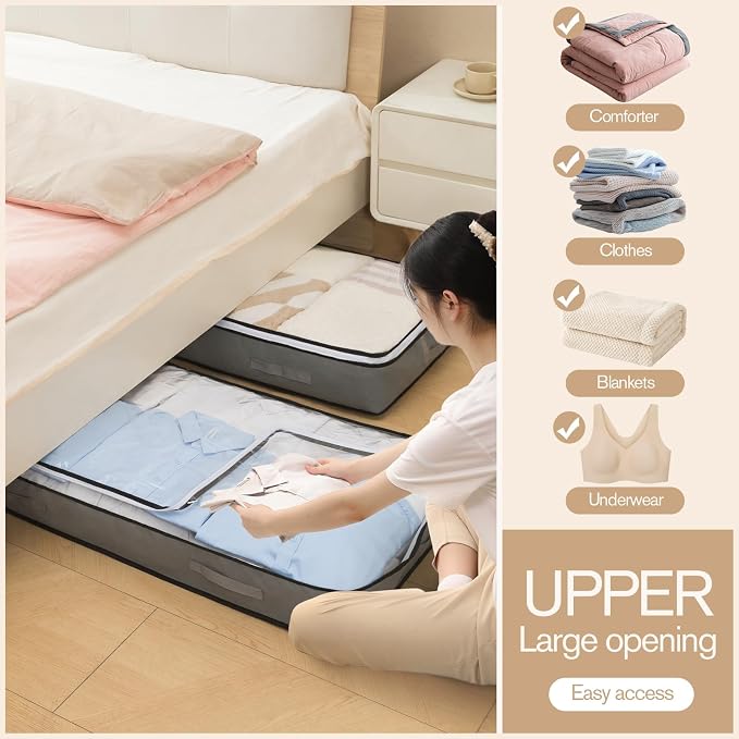 90L Under Bed Storage Containers, Closet Organizers and Storage Bins, Foldable - Image 3