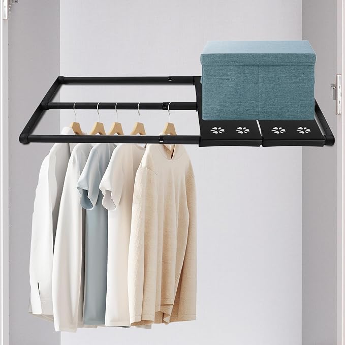 Expandable Closet Shelf, 16-39 Inches Metal Closet Rod Organizers and Storage by Qufiona
