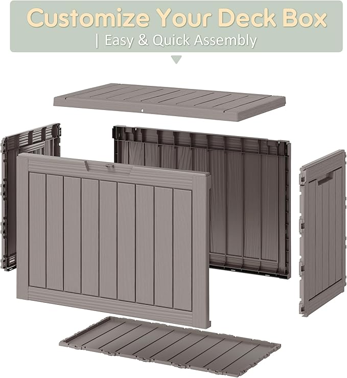 48 Gallon Outdoor Storage Deck Box Waterproof, Garden Tool, Backyard Cushion - Image 2