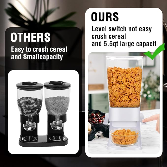Cereal Dispenser Countertop 2pcs, 5.5L Cereal Containers Storage Dispenser - Image 7