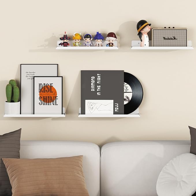 Lifewit Floating Shelves for Wall, 6 Pack White Acrylic Shelf 15" Room Decor - Image 2