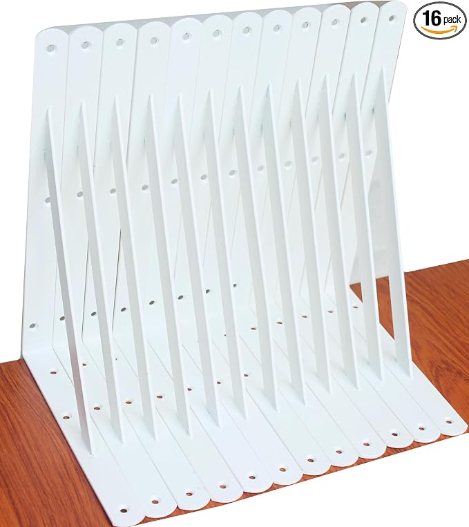 16 Pack L11 x H 8" White Heavy Duty Shelf Brackets by MHMYDZ