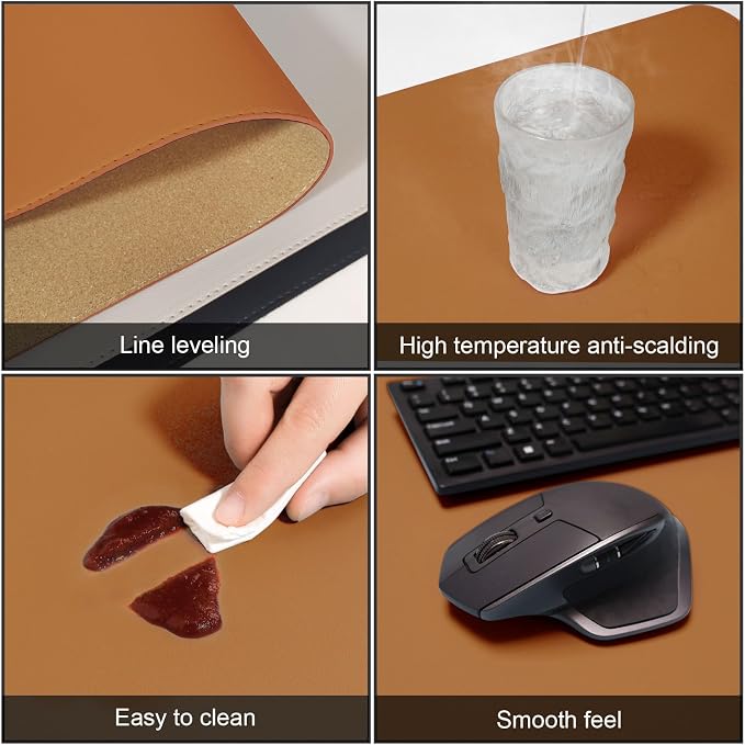 DAWNTREES Dual Sided Desk Mat, Leather Desk Pad, - Image 5
