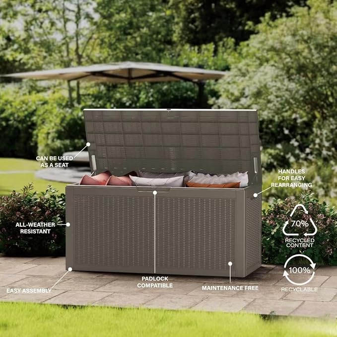 TARKARI 100 Gallon Lockable Resin Deck Box, Waterproof & UV-Resistant Outdoor - Image 6
