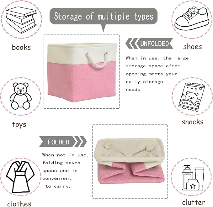 13 Inch Cube Storage Bins, Fabric Storage Cubes - Image 2