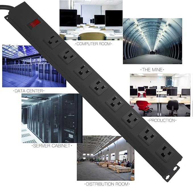 2Pack Metal 8 Outlet Mountable Power Strip, Wall Mount Outlet Heavy Duty - Image 6