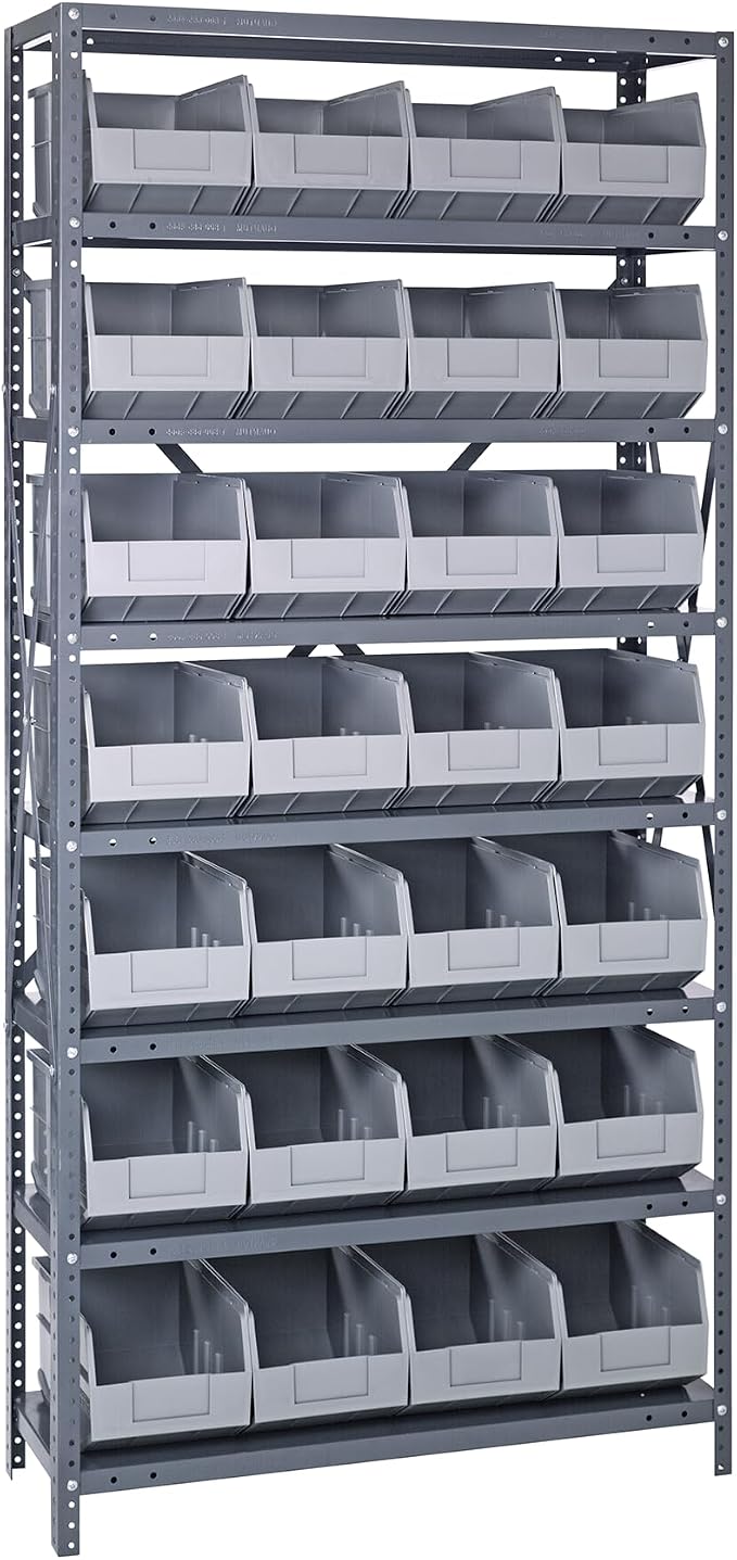 QUANTUM STORAGE SYSTEMS 1875-463GY Solid Heavy Duty 8 Shelves 28 Stackable by QuantumStorageSystems