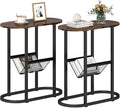 Tangkula Oval Narrow Side Table, 2-Tier End Table w/Mesh Magazine Rack by TANGKULA