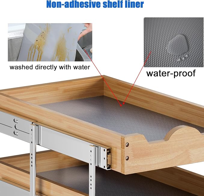 DINDON 3 Tier Pull Out Cabinet Organizer 20”W X21”D Slide Out Shelves - Image 5