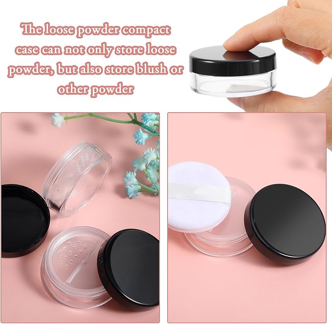 4pcs 10ml/0.34oz Plastic Empty Travel Small Loose Powder Compact Refillable - Image 6