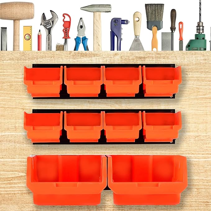 Wallmaster Wall Mounted Storage Bins, Wall Storage Bins Parts Rack 10 Bins&3 - Image 6