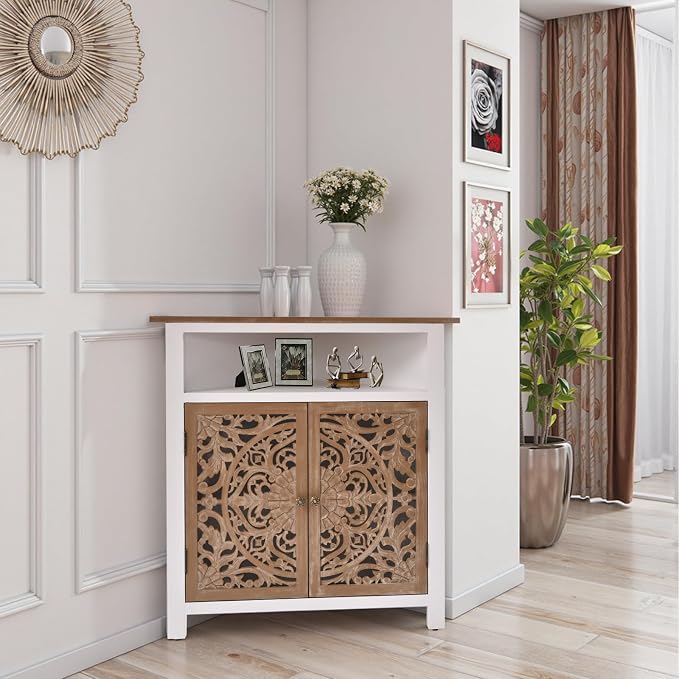 Boho Corner Cabinet, Narrow Organizer - Image 7