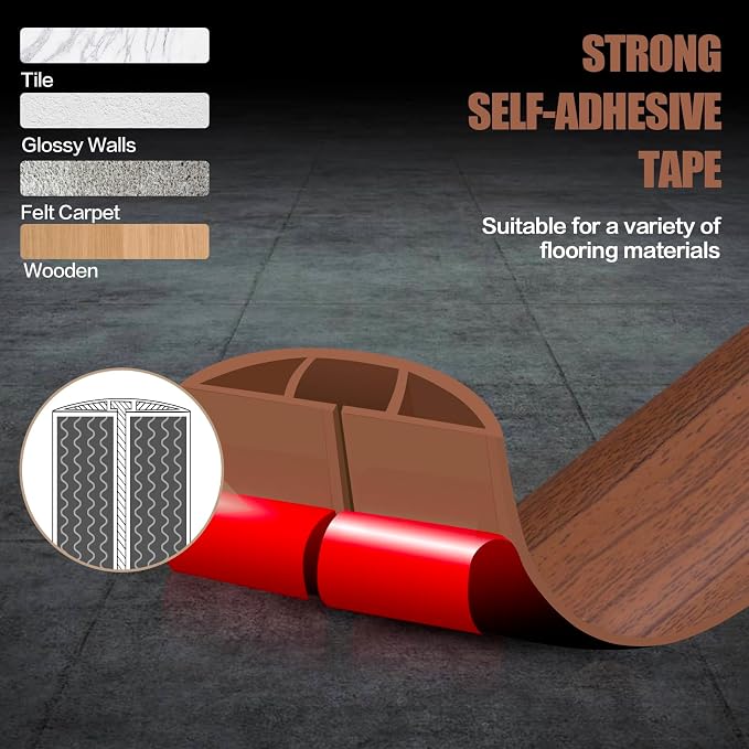 Floor Cord Cover Self Adhesive Cord Hider, 3.3FT Cable Management, Extension - Image 4