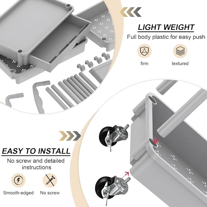 Goovilla 3 Tier Rolling Utility Cart Organizer - Image 3