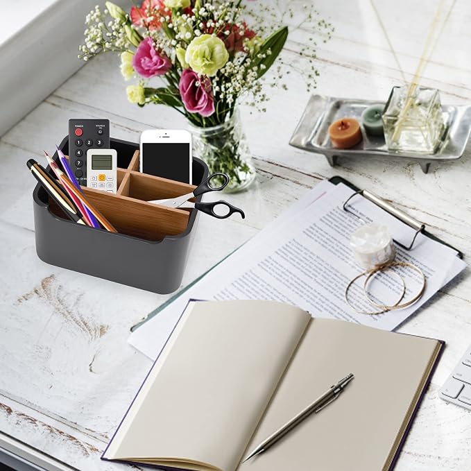 Stylish Desk Organizer and Remote Control Holder in Black - Image 5