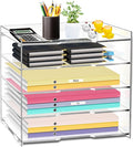 KKU 5 Tier Clear Acrylic Desk Organizer, Letter Tray Paper File Desk Organizer by KKU