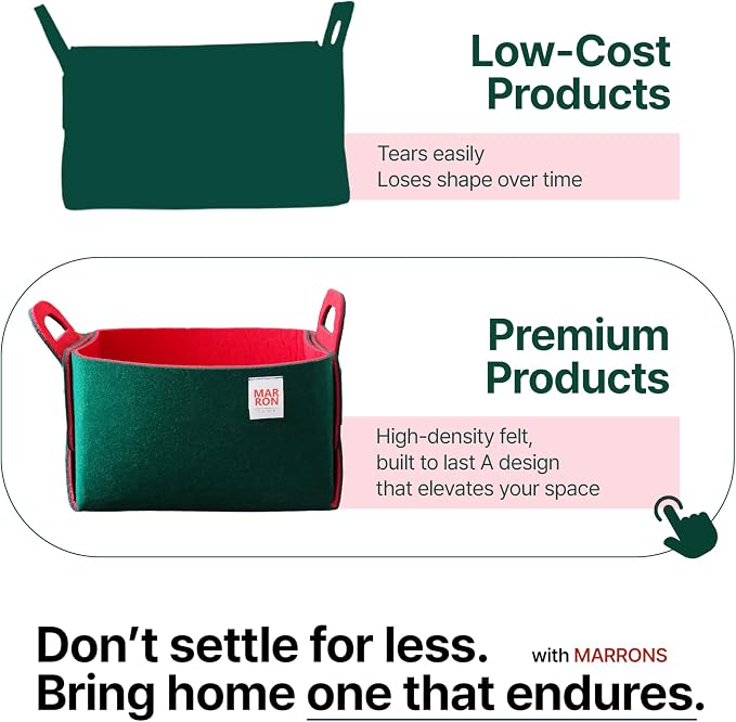Collapsible DeepGreen Red Felt Storage Bin Small 11"x7.1"x7.1" – Foldable Basket - Image 3