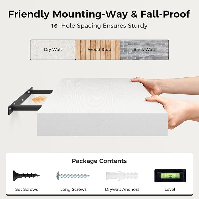 12 Inch Deep White Floating Shelves, 24 x 12 Floating Shelf - Image 8