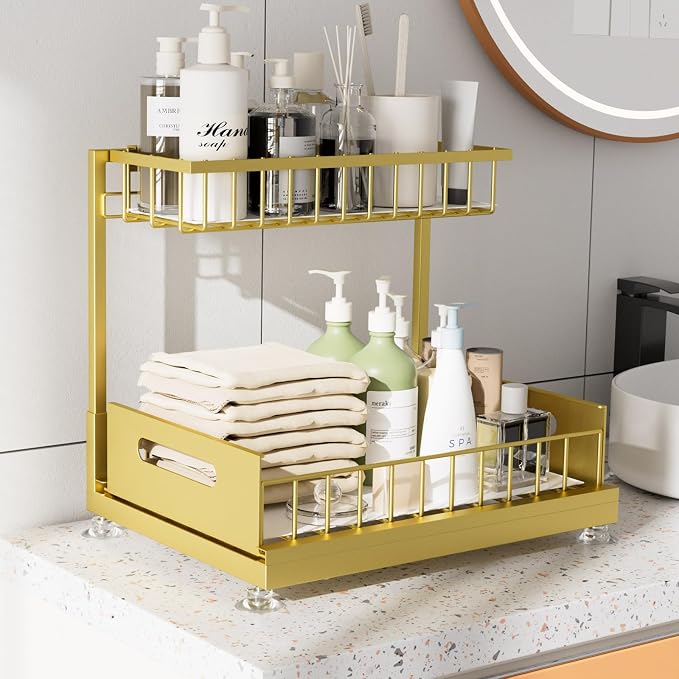 2 Pack Under Sink Organizer Storage 2-Tier Premium Metal Pull-Out Racks - Image 3