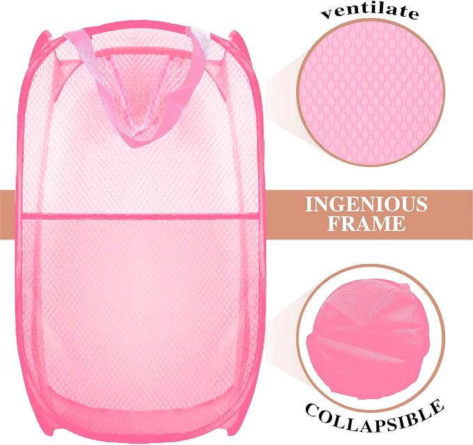 Collapsible Pop Up Laundry Hamper, Extra Large Mesh Foldable Laundry Basket Bag - Image 4