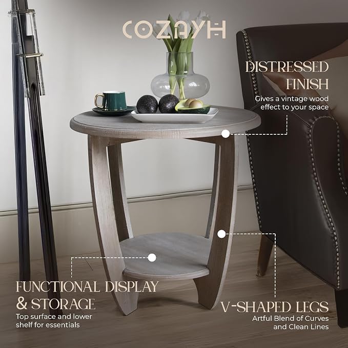 COZAYH Rustic Farmhouse End Table - Image 4