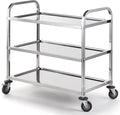 CURTA Stainless Steel Serving Trolley, Rolling Casters Brake Wheel, Commercial by CURTA