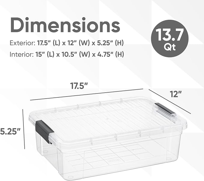 Superio 13.7 Qt Clear Plastic Storage Bins - Image 3