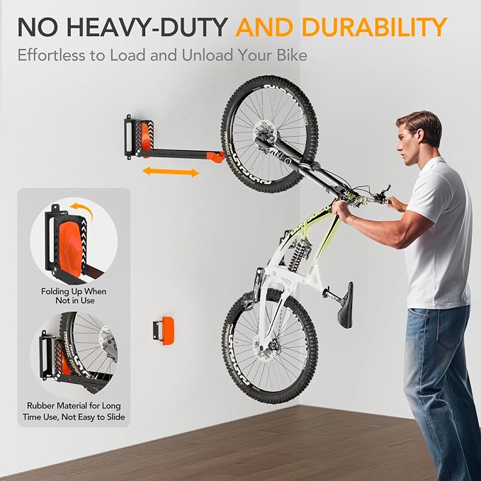 2-Pack Swivel Bike Rack Wall Mount, Bike Hangers - Image 3