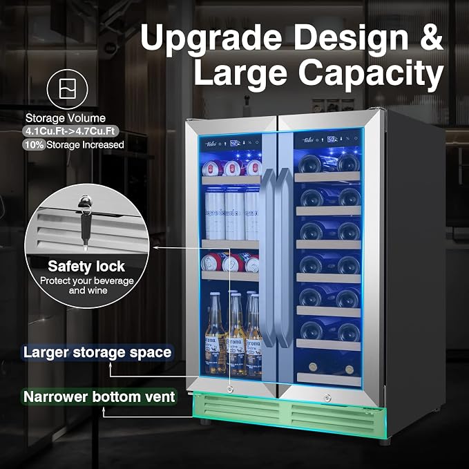 Wine and Beverage Refrigerator Upgraded, 24 Inch Beverage Refrigerator Cooler - Image 3