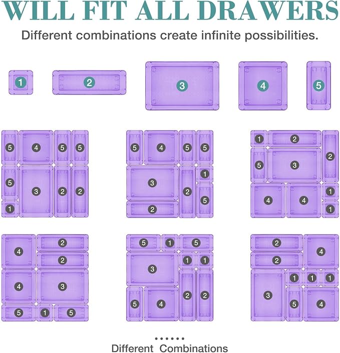 25 PCS Drawer Organizer Set, 4 Varied Size Bathroom and kitchen Drawer cabinet - Image 4