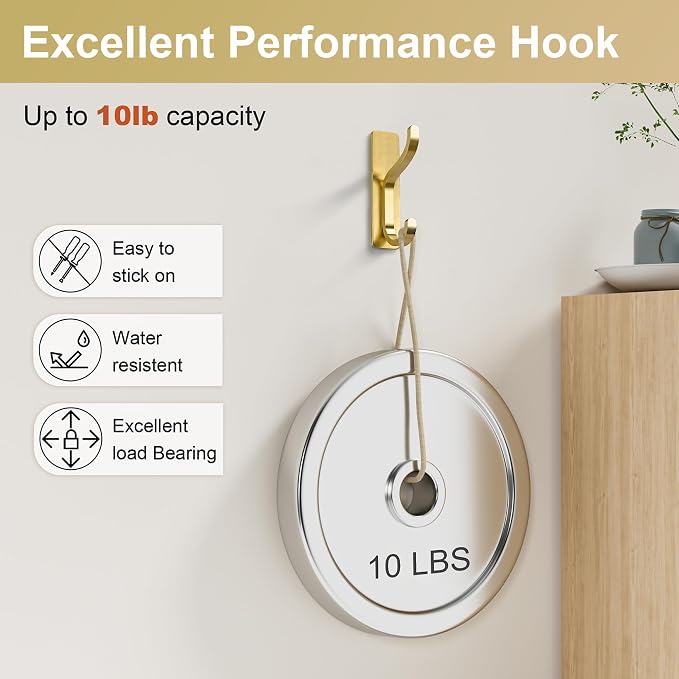 Gold Adhesive Wall Hooks for Hanging - Image 4