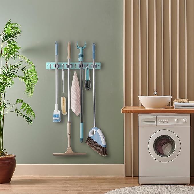 Turquoise Mop Broom Holder Wall Mount - Image 5