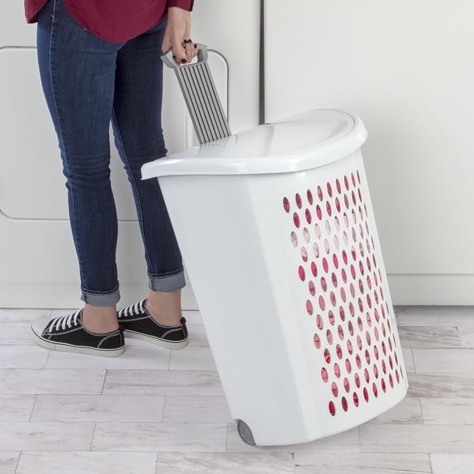 White Rolling Laundry Hamper - Image 5