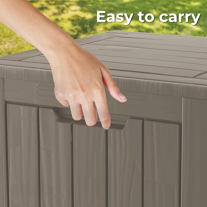 35 Gallon Outdoor Storage Box Waterproof Lockable Resin Deck Box Large - Image 4