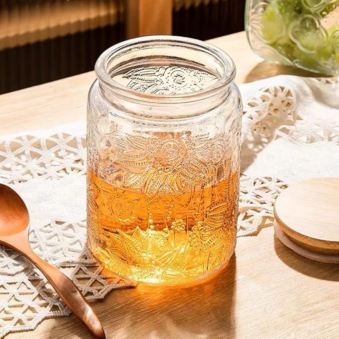ANSQU Set of 2 Vintage Glass Jars, 23.7 FL OZ Candy Jars - Image 3