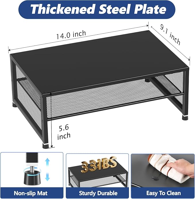 Desk Organizers and Accessories, 2-Tier Metal Computer Monitor Stand Riser - Image 7