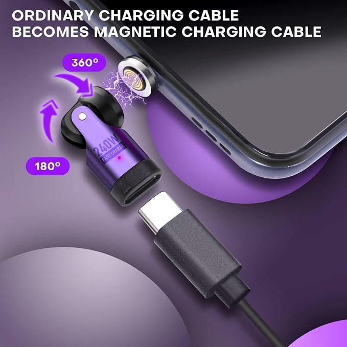 USB C Magnetic Adapter 240W, Can Be Type-C Cord Into Right Angle Magnetic USB C - Image 2