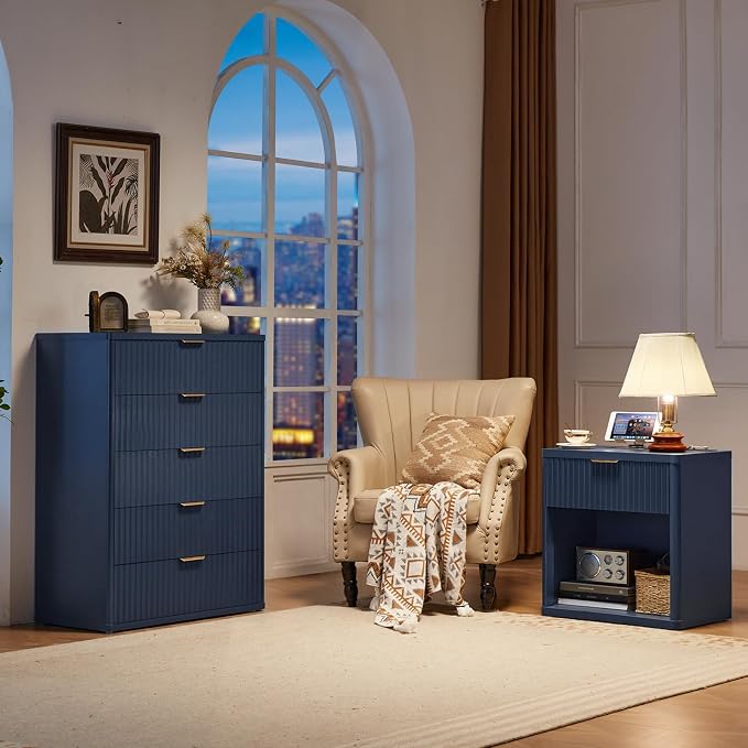 LEYAOYAO Fluted Farmhouse Nightstand Set of 2 - Image 4