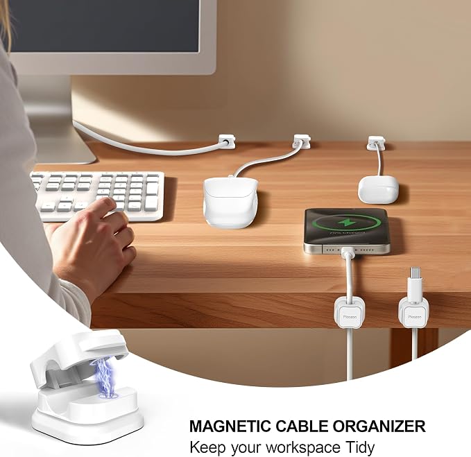 12 Pack Magnetic Cable Clip Organizer Cord Holder, Picozon Adhesive Cable - Image 2