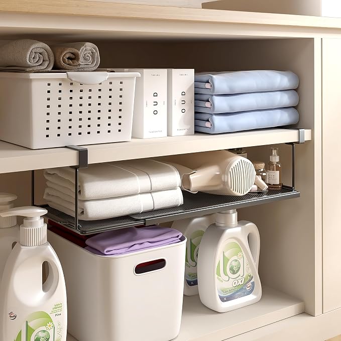 Expandable Under Cabinet Shelf, Extendable Under Shelf Storage - Image 6