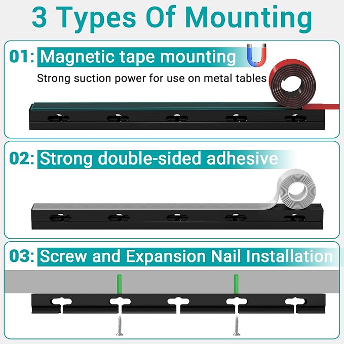 Cable Hider Raceway Kit, Magnetic Cable Management Under Desk - Image 6
