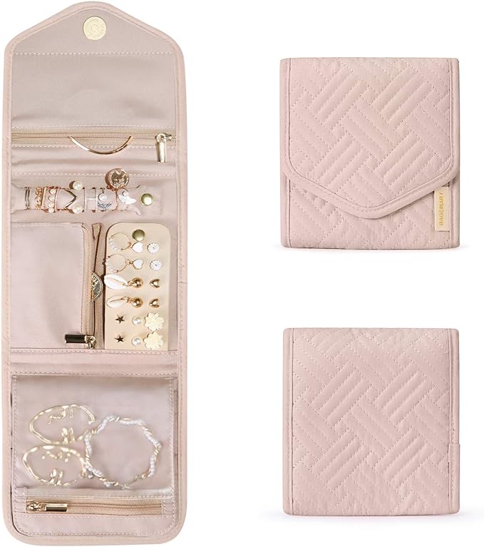 BAGSMART Travel Jewelry Organizer Case Foldable Small Jewelry Roll by BAGSMART