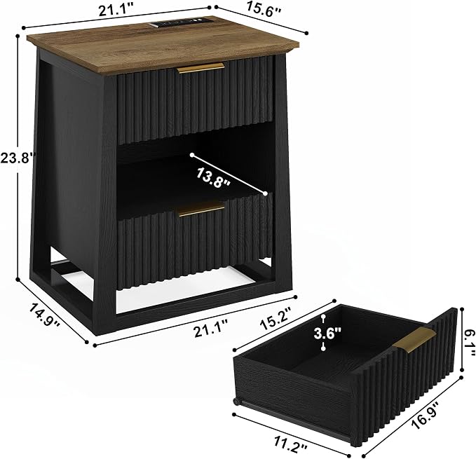 HIFYOBRO Fluted Nightstands Set of 2 - Image 3