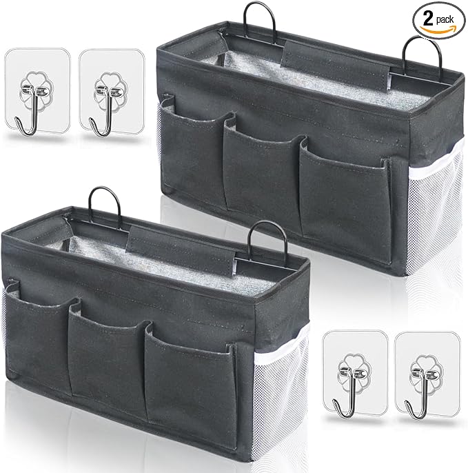 2pcs 3-pockets Large Wall Hanging Organizer Bag, Linen Fabric Door Hanging by KANRICHU